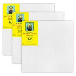 Strathmore 300 Series Gallery Stretched Canvas, 8x8 inch, Pack of 3