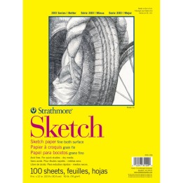 Strathmore 300 Series Sketch Pad, Glue Binding, 100 Sheets, 9x12 inch