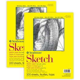 Strathmore 300 Series Sketch Pad, Glue Binding, 100 Sheets, 9x12 inch, Pack of 2