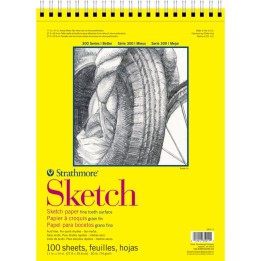 Strathmore 300 Series Sketch Pad, Side Wire Binding, 100 Sheets, 11x14 inch