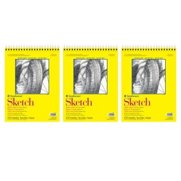 Strathmore 300 Series Sketch Pad, Side Wire Binding, 100 Sheets, 11x14 inch, Pack of 3