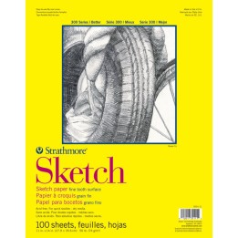 Strathmore 300 Series Sketch Pad, Glue Binding, 100 Sheets, 11x14 inch
