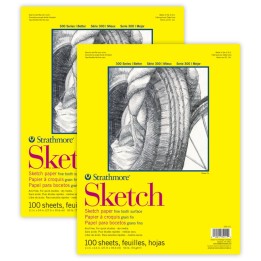 Strathmore 300 Series Sketch Pad, Glue Binding, 100 Sheets, 11x14 inch, Pack of 2