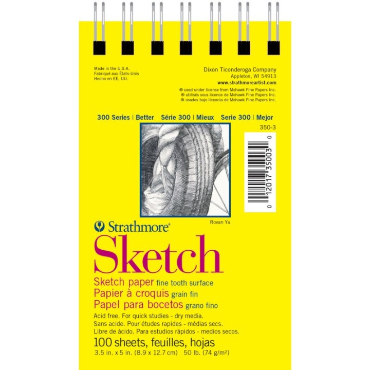 Strathmore 300 Series Sketch Pad, Side Wire Binding, 100 Sheets, 3.5x5 inch