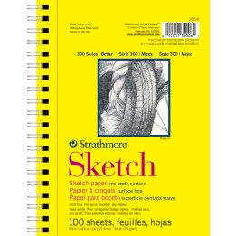 Strathmore 300 Series Sketch Pad, Side Wire Binding, 100 Sheets, 5.5x8.5 inch