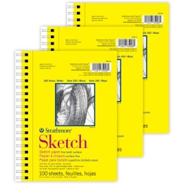 Strathmore 300 Series Sketch Pad, Side Wire Binding, 100 Sheets, 5.5x8.5 inch, Pack of 3