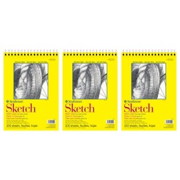 Strathmore 300 Series Sketch Pad, Side Wire Binding, 100 Sheets, 9x12 inch, Pack of 3