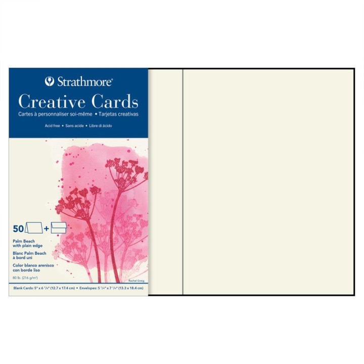 Strathmore Creative Cards & Envelopes, Palm Beach with Plain Edge, Full Size, 5x6.875 inch, Pack of 50