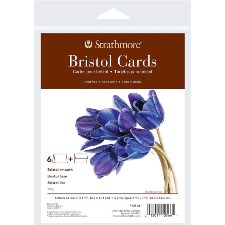 Strathmore 400 Series Bristol Cards & Envelopes, Full Size, 5x6.875 inch, 6 Pack