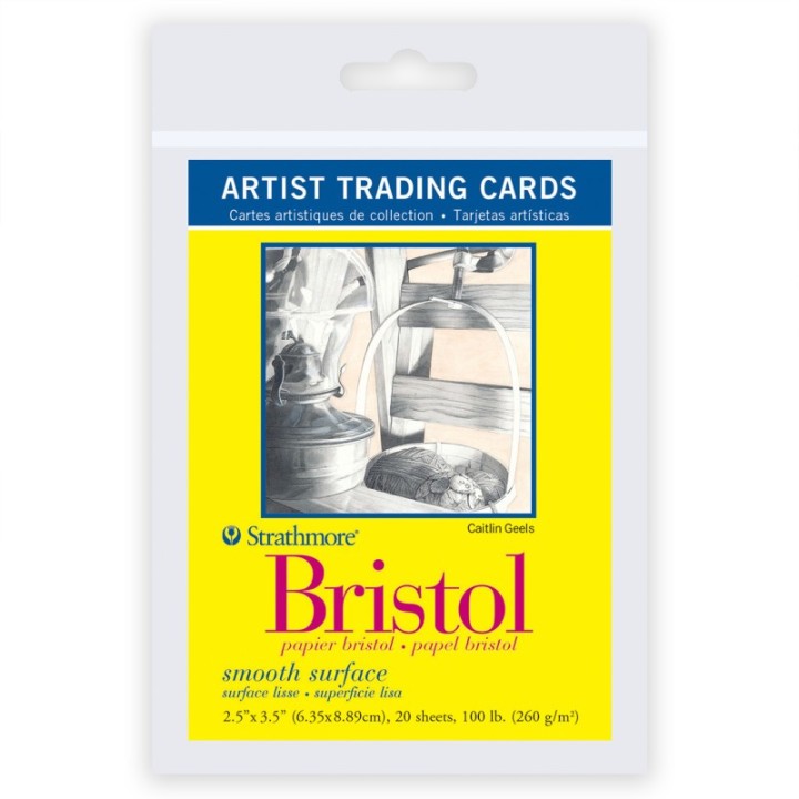 Strathmore 300 Series Artist Trading Cards Bristol Paper Pack, Smooth Finish, 2.5x3.5 inch, 20 Sheets