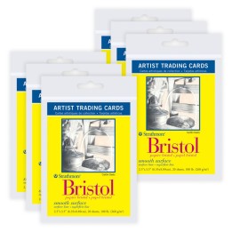 Strathmore 300 Series Artist Trading Cards Bristol Paper Pack, Smooth Finish, 2.5x3.5 inch, 20 Sheets Per Pack, 6 Packs