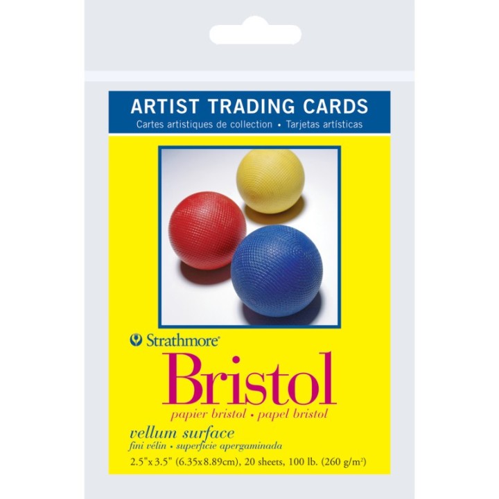 Strathmore 300 Series Artist Trading Cards Bristol Pack, Vellum Finish, 2.5x3.5 inch, 20 Sheets