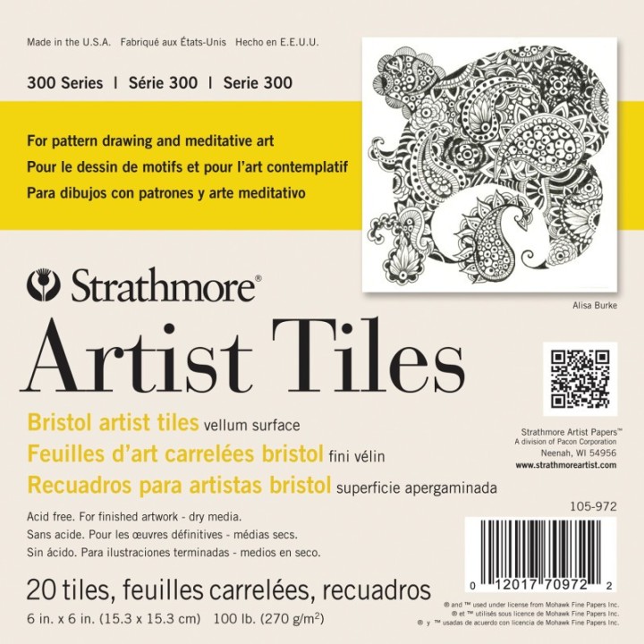 Strathmore 300 Series Artist Tiles, Bristol, Smooth Finish, 6x6 inch, 20 Sheets