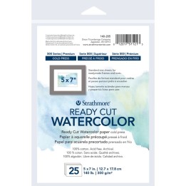 Strathmore 500 Series Ready Cut Watercolor Paper Pack, Cold Press, 5x7 inch, 25 Sheets