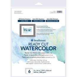 Strathmore 500 Series Ready Cut Watercolor Paper Pack, Cold Press, 11x14 inch, 6 Sheets