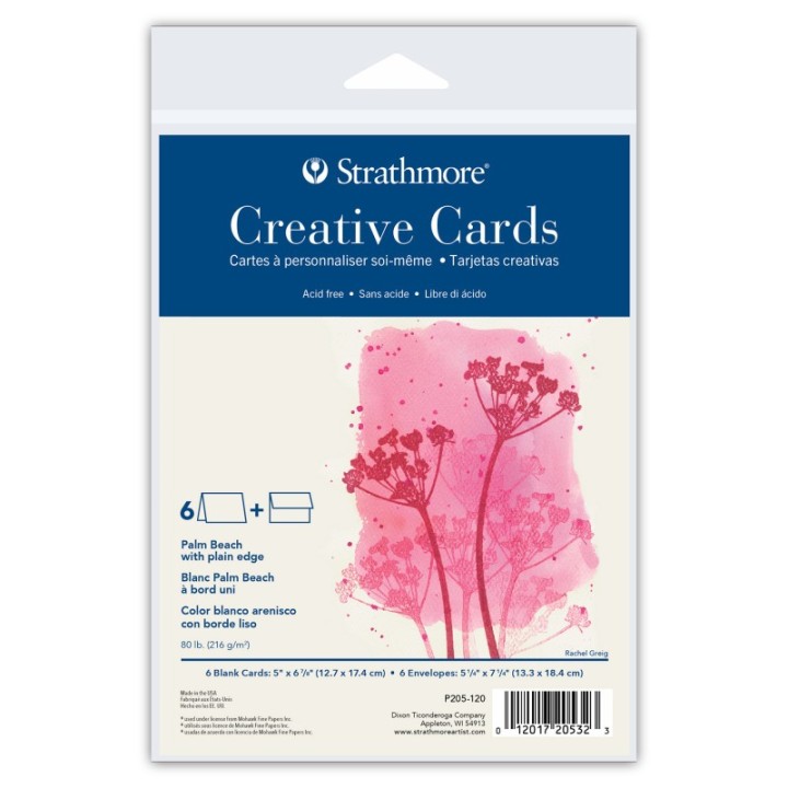 Strathmore Creative Cards & Envelopes, Palm Beach with Plain Edge, Full Size, 5x6.875 inch, 6 Pack