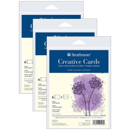 Strathmore Creative Cards & Envelopes, Ivory with Deckle Edge, Full Size, 5x6.875 inch, 6 Per Pack, 3 Packs
