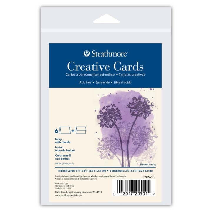 Strathmore Creative Cards & Envelopes, Ivory with Deckle Edge, Anniversary Size, 3.5x4.875 inch, 6 Pack