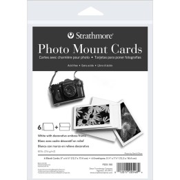 Strathmore Photo Mount Cards & Envelopes, Decorative Embossed Border, Full Size, 5x6.875 inch, 6 Pack