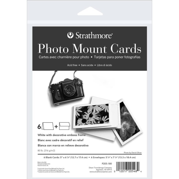 Strathmore Photo Mount Cards & Envelopes, Decorative Embossed Border, Full Size, 5x6.875 inch, 6 Pack