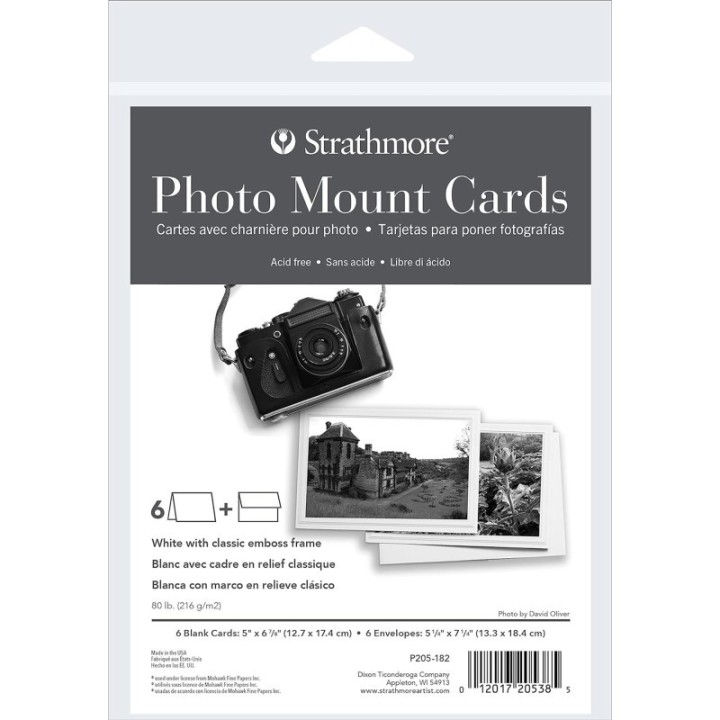 Strathmore Photo Mount Cards & Envelopes, Classic Embossed Border, Full Size, 5x6.875 inch, 6 Pack