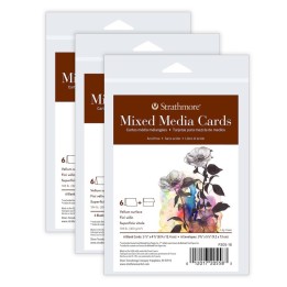 Strathmore 400 Series Mixed Media Cards & Envelopes, Anniversary Size, 3.5x4.875 inch, 6 Per Pack, 3 Packs