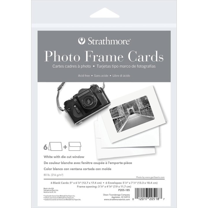 Strathmore Photo Frame Cards & Envelopes, Plain Border, Full Size, 5x6.875 inch, 6 Pack