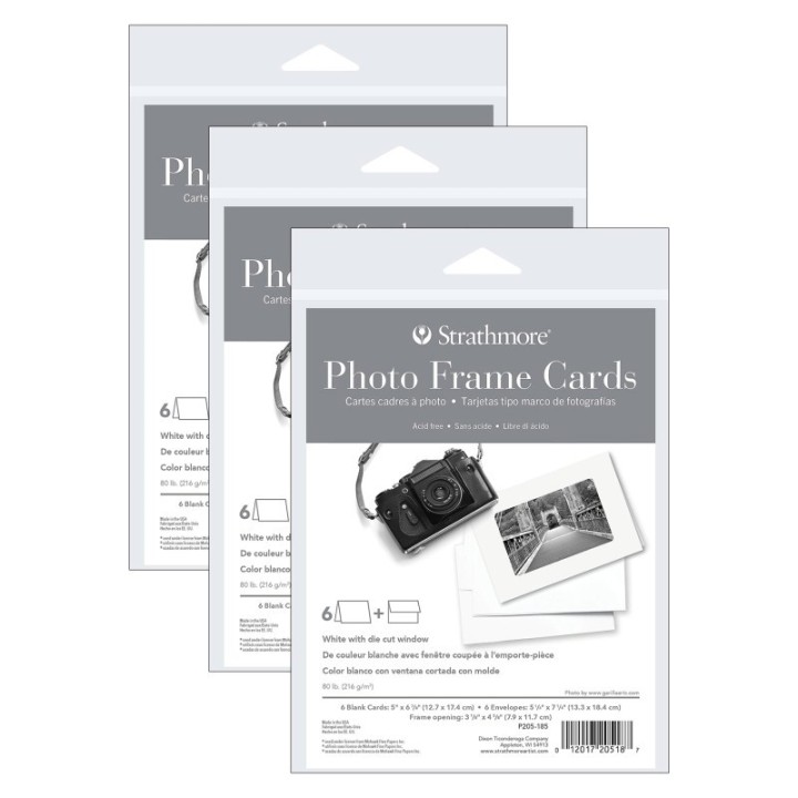 Strathmore Photo Frame Cards & Envelopes, Plain Border, Full Size, 5x6.875 inch, 6 Per Pack, 3 Packs