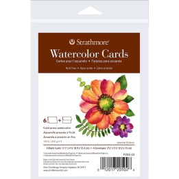 Strathmore 400 Series Watercolor Cards & Envelopes, Anniversary Size, 3.5x4.875 inch, 6 Pack