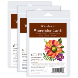 Strathmore 400 Series Watercolor Cards & Envelopes, Anniversary Size, 3.5x4.875 inch, 6 Per Pack, 3 Packs