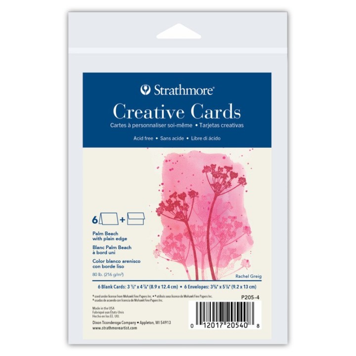 Strathmore Creative Cards & Envelopes, Palm Beach with Plain Edge, Anniversary Size, 3.5x4.875 inch, 6 Pack