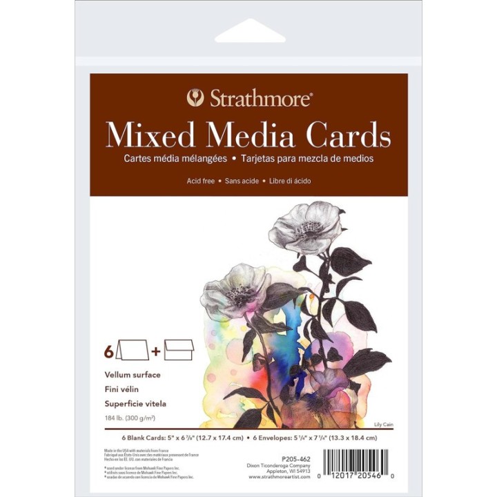 Strathmore 400 Series Mixed Media Cards & Envelopes, Full Size, 5x6.875 inch, 6 Pack