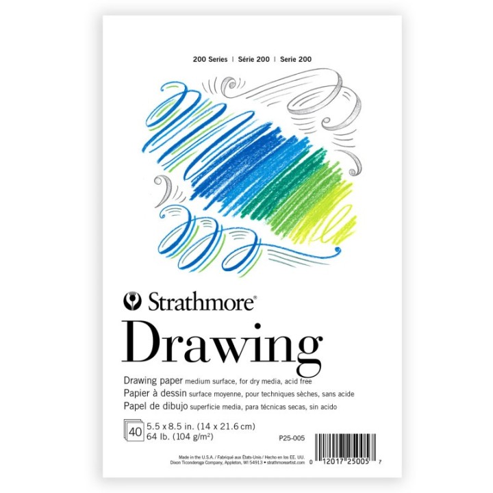 Strathmore 200 Series Drawing Paper Pad, Tape Binding, 40 Sheet, 5.5x8.5 inch, 1 Count