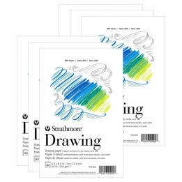 Strathmore 200 Series Drawing Paper Pad, Tape Binding, 40 Sheet, 5.5x8.5 inch, Pack of 6