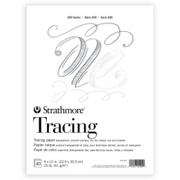 Strathmore 200 Series Tracing Paper Pad, Tape Binding, 40 Sheet, 9x12 inch, 1 Count