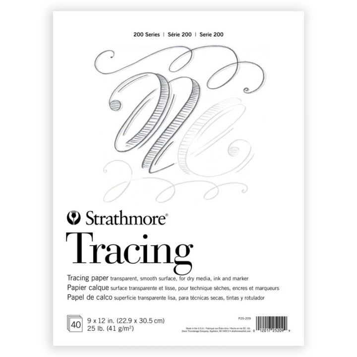 Strathmore 200 Series Tracing Paper Pad, Tape Binding, 40 Sheet, 9x12 inch, 1 Count