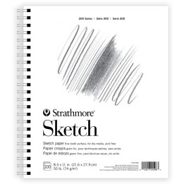 Strathmore 200 Series Sketch Paper Pad, Wire Binding, 100 Sheet, 8.5x11 inch, 1 Count