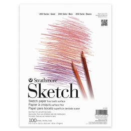 Strathmore 200 Series Sketch Pad, Tape Binding, 100 Sheet, 9x12 inch, 1 Count