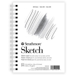 Strathmore 200 Series Sketch Paper Pad, Side Wire Binding, 100 Sheet, 5.5x8.5 inch, 1 Count