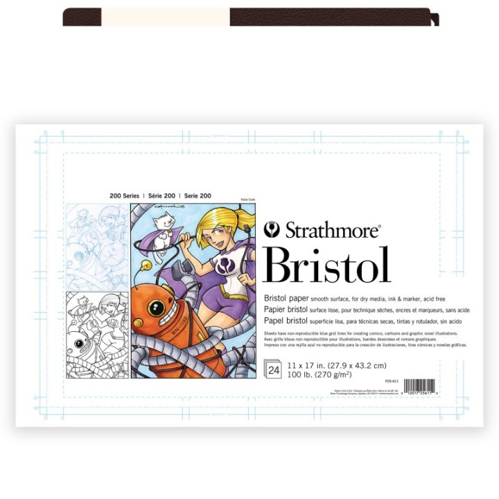 Strathmore 200 Series Bristol Paper Pad, Tape Binding, 24 Sheet, 11x17 inch, 1 Count