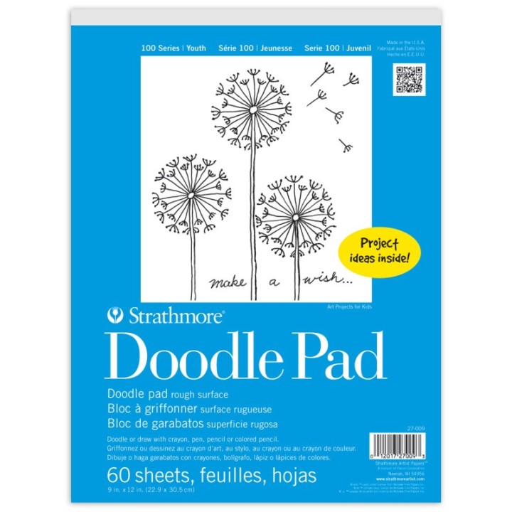 Strathmore 100 Series Doodle Paper Pad, 9x12 in, White, 60 Sheets