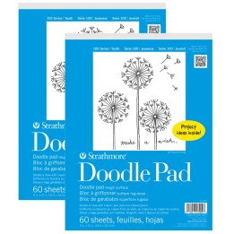 Strathmore 100 Series Doodle Paper Pad, 9x12 in, White, 60 Sheets, Pack of 2