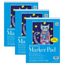 Strathmore 100 Series Marker Pad, 30 Sheet, 9x12 inch, Pack of 3
