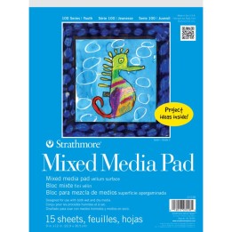 Strathmore 100 Series Mixed Media Pad, 15 Sheet, 9x12 inch, 1 Count