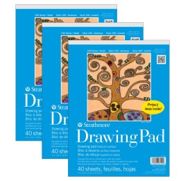 Strathmore 100 Series Drawing Pad, 40 Sheet, 9x12 inch, Pack of 3