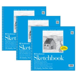 Strathmore 100 Series Sketch Pad, 30 Sheet, 12x12 inch, Pack of 3