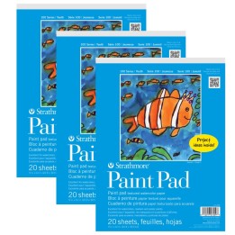Strathmore 100 Series Paint Pad, 20 Sheet, 9x12 inch, Pack of 3