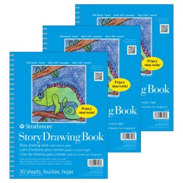 Strathmore 100 Series Story Drawing Pad, 30 Sheet, 8.5x11 inch, Pack of 3