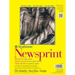 Strathmore 300 Series Newsprint Pad, Tape Binding, 50 Sheet, 9x12 inch, 1 Count