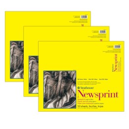 Strathmore 300 Series Newsprint Pad, Tape Binding, 50 Sheet, 14x17 inch, Pack of 3